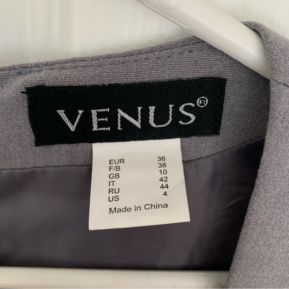 VENUS Gray Square Neck Cap Sleeve Midi Bodycon Dress Women’s Size 4 - Picture 6 of 8